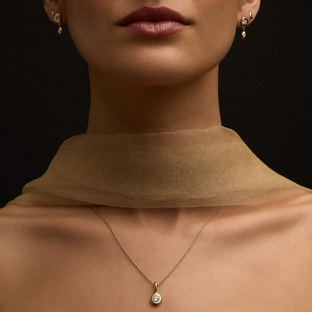 Organica Tiny Stud, Diamond, 9kt Yellow Gold