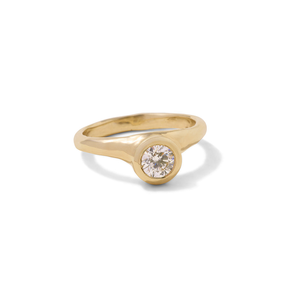 Organica Ring, Round Diamond, Solid Yellow Gold