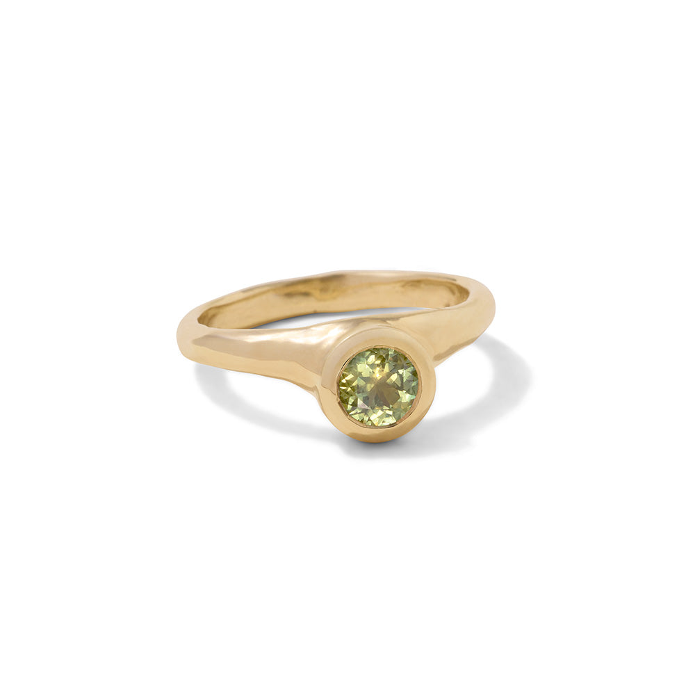 Organica Ring, Round Sapphire, 14kt Yellow Gold
