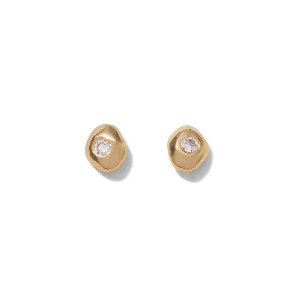 Organica Tiny Stud, Diamond, 9kt Yellow Gold