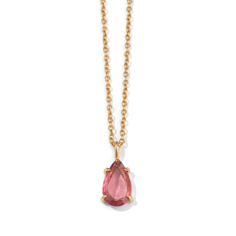 Ovate Necklace, Pink Tourmaline, 9kt Yellow Gold