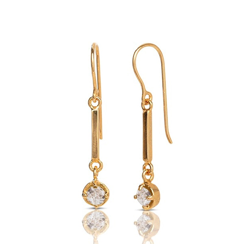 Paros Earring, White Topaz, Gold