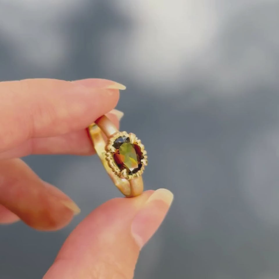 Ceres Ring, Parti Tourmaline, 9kt Yellow Gold