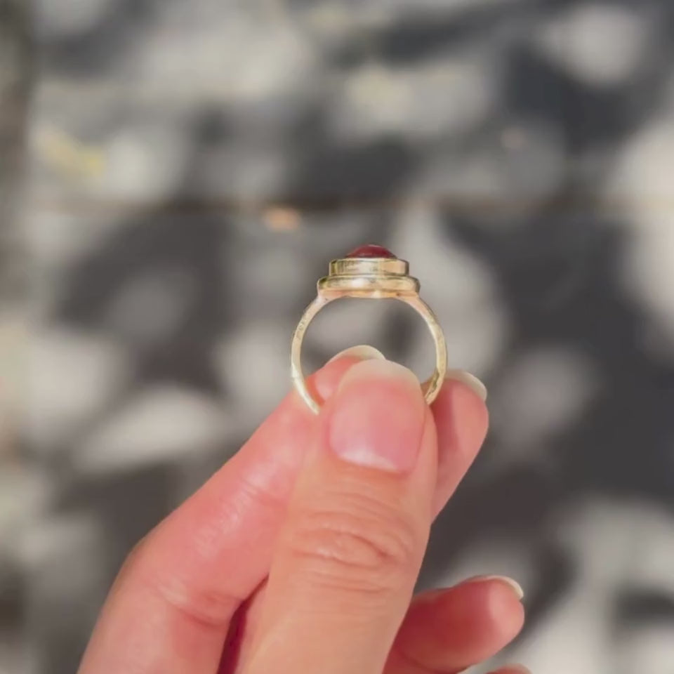 Pebble Ring, Peach Tourmaline, 9kt Yellow Gold