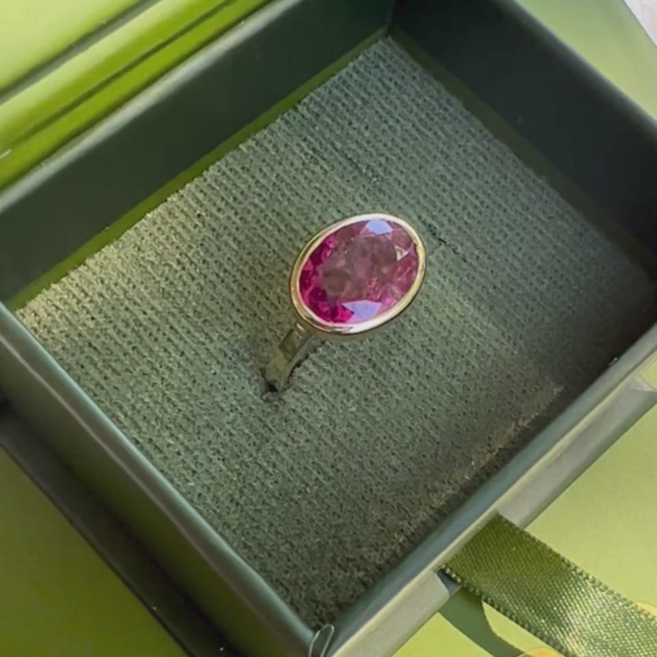 Pebble Ring, Pink Tourmaline, 9kt Yellow Gold