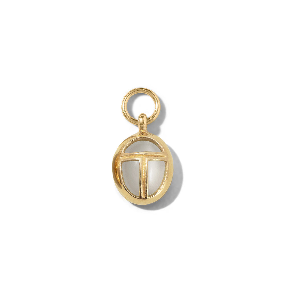 Scarab Amulet Charm, Moonstone, Gold