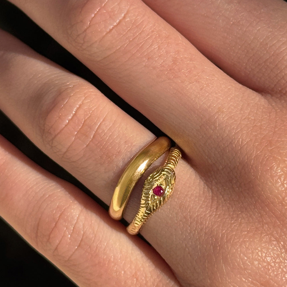 Serpent Band, Ruby, Gold