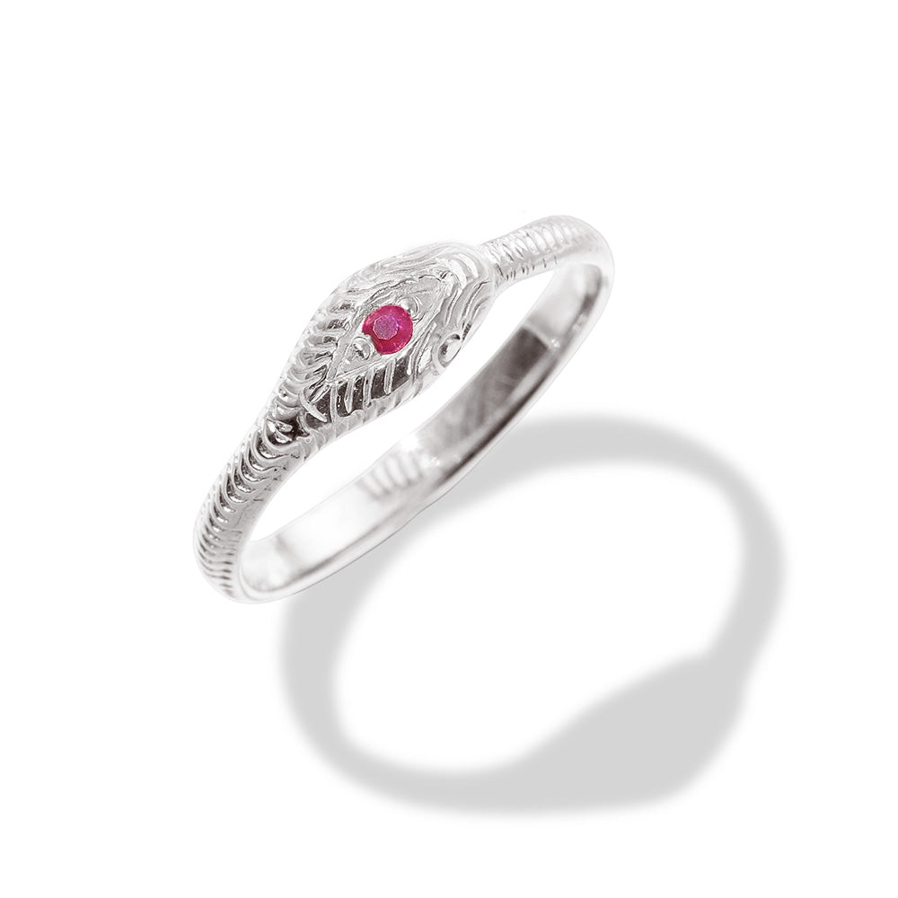 Serpent Band, Ruby, Silver