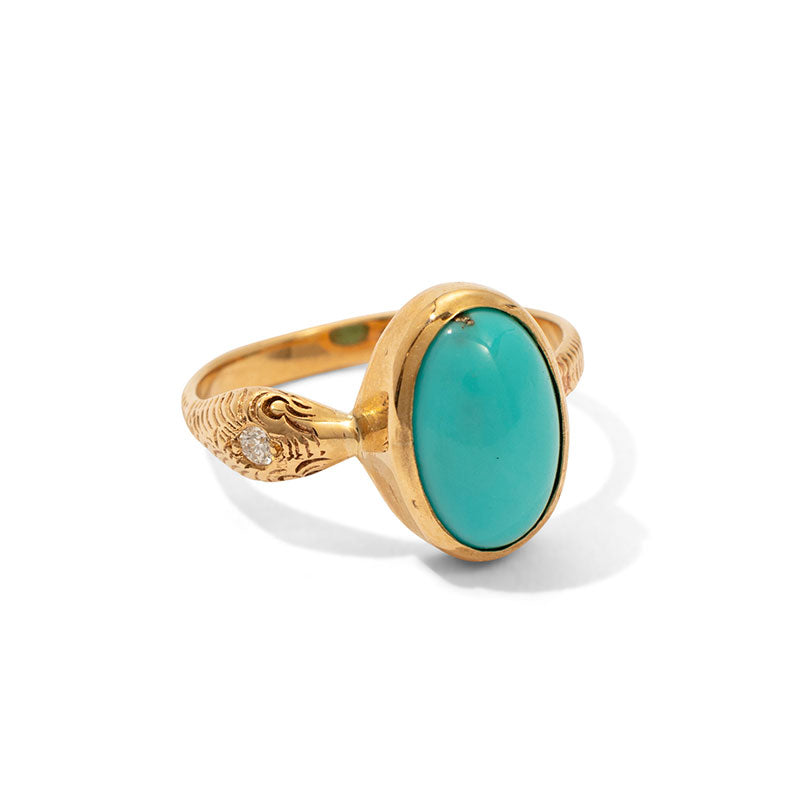 Serpent Ring, Turquoise, 9kt Yellow Gold