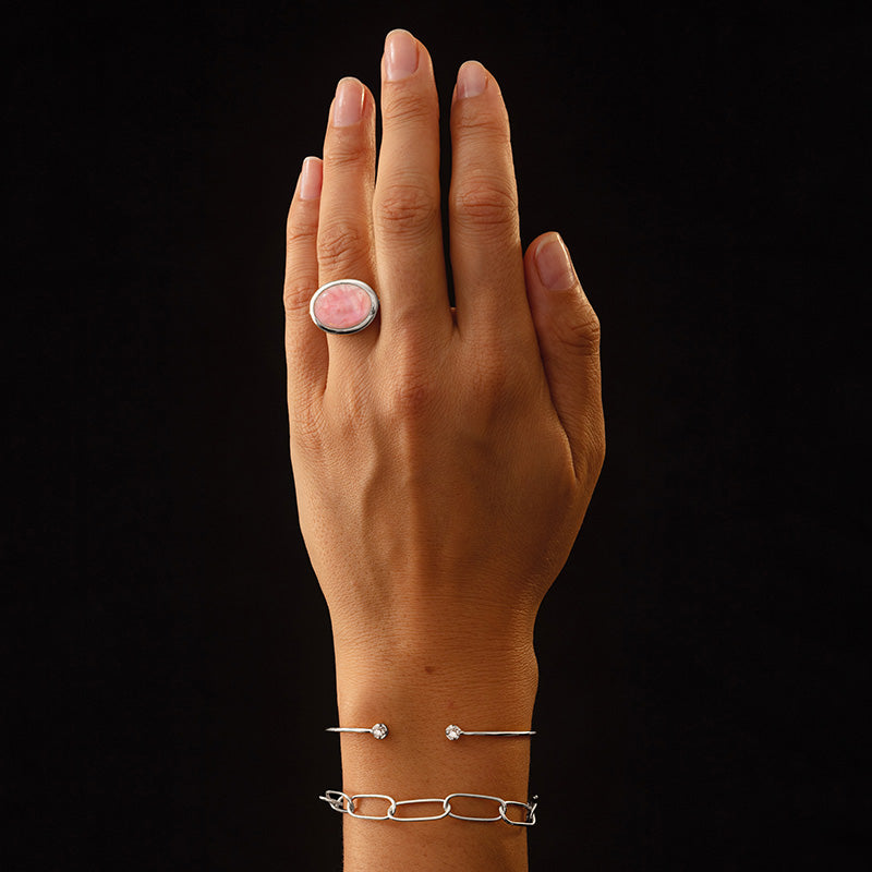 Sirus Ring, Rose Quartz, Silver