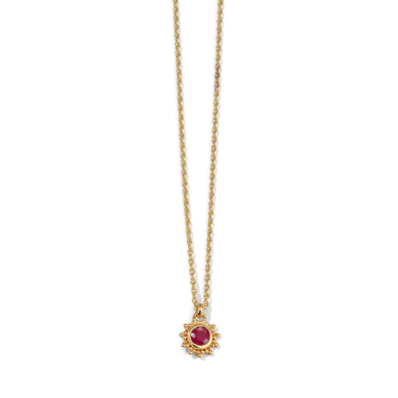Soleil Necklace, Ruby, 9kt Yellow Gold