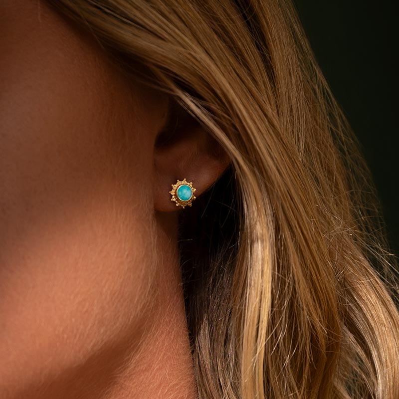 Soleil Stud, Amazonite, Gold