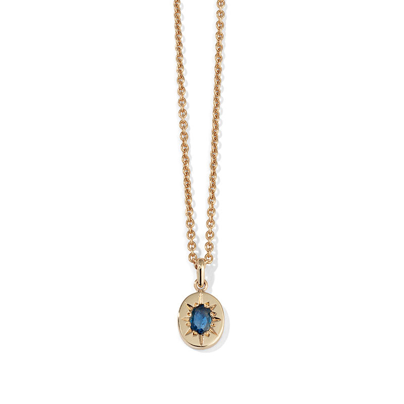 Supernova Necklace, Sapphire, 9kt Yellow Gold