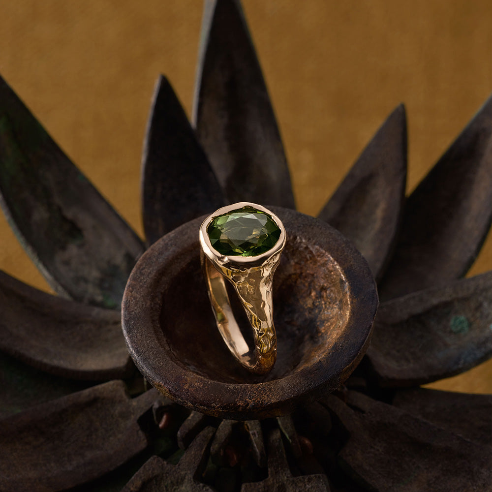 Terra Ring, Green Tourmaline, 14kt Yellow Gold