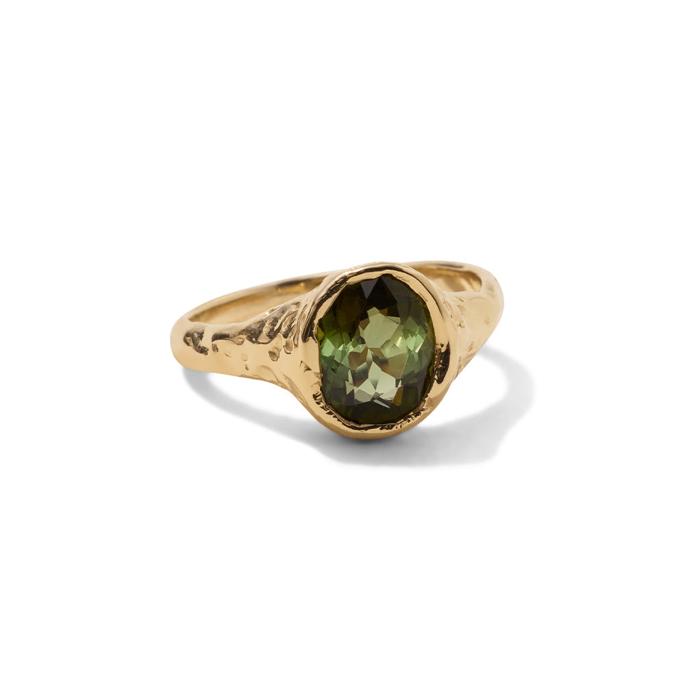 Terra Ring, Green Tourmaline, 14kt Yellow Gold
