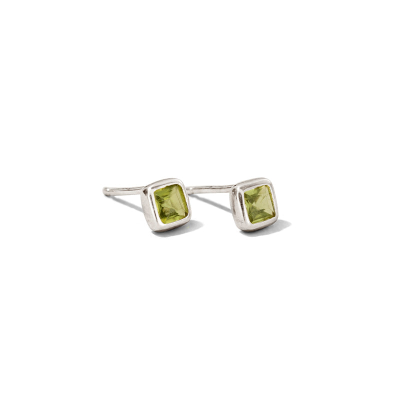 Tetra Stud, Peridot, Silver