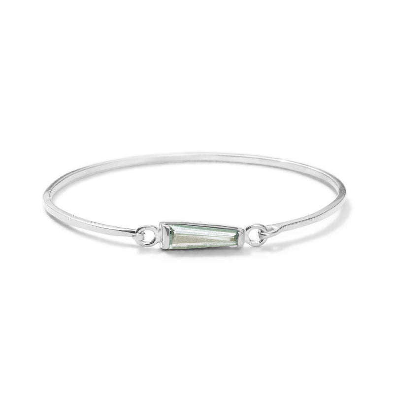 Trapezoid Bangle, Prasiolite, Silver