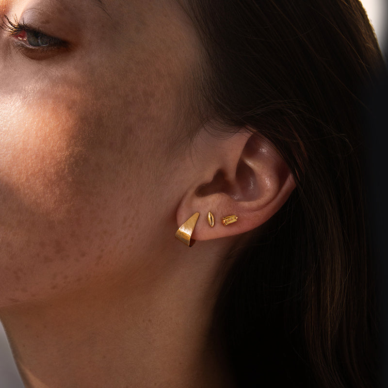 Trapezoid Stud, Citrine, Gold