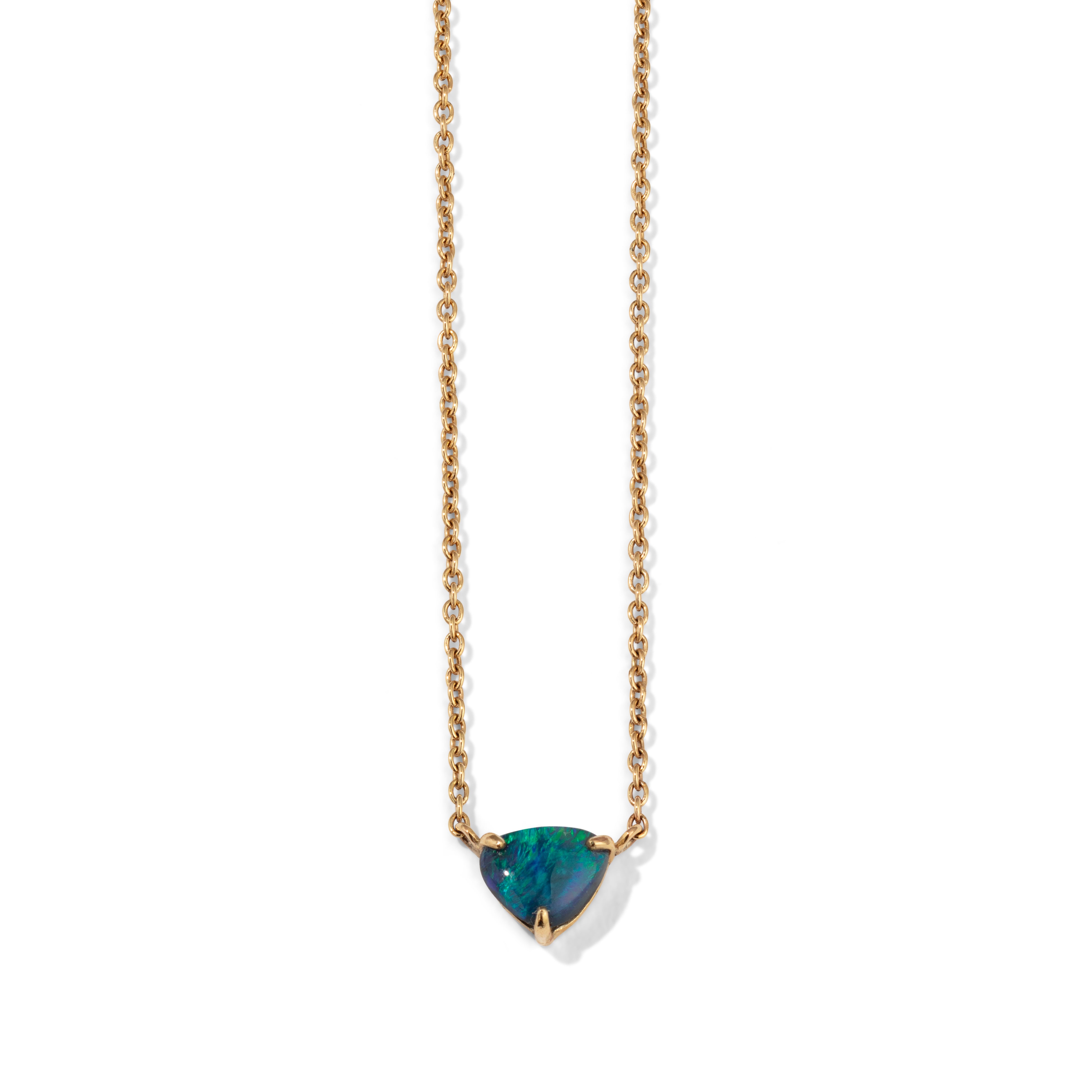 Trigon Mini Necklace, Black Opal, 9kt Yellow Gold