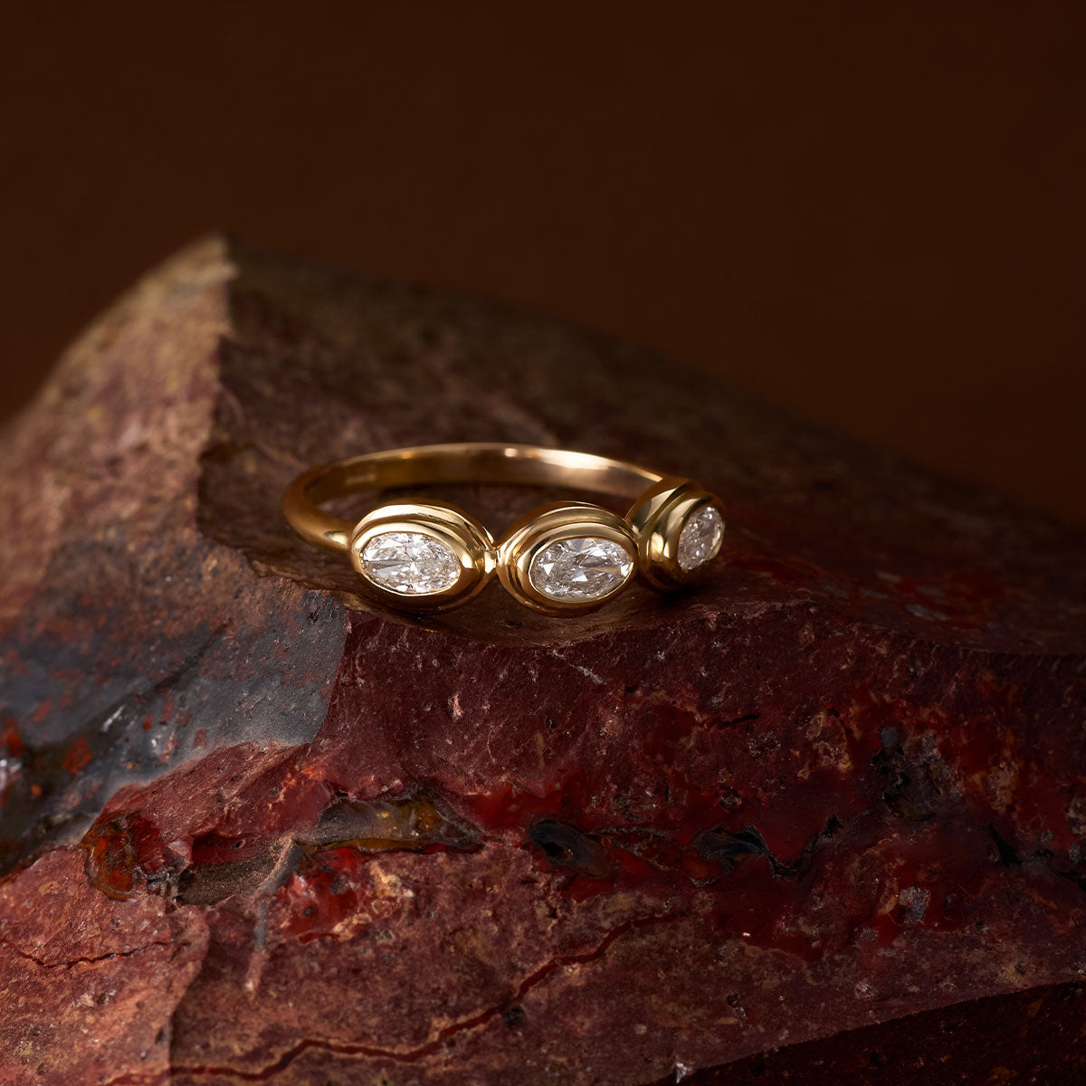 Trilogy Ring, Diamond, 9kt Yellow Gold