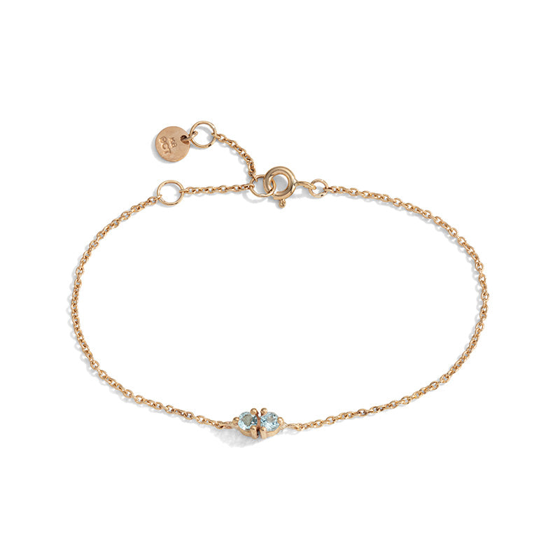 Twin Bracelet, Aquamarine, 9kt Yellow Gold