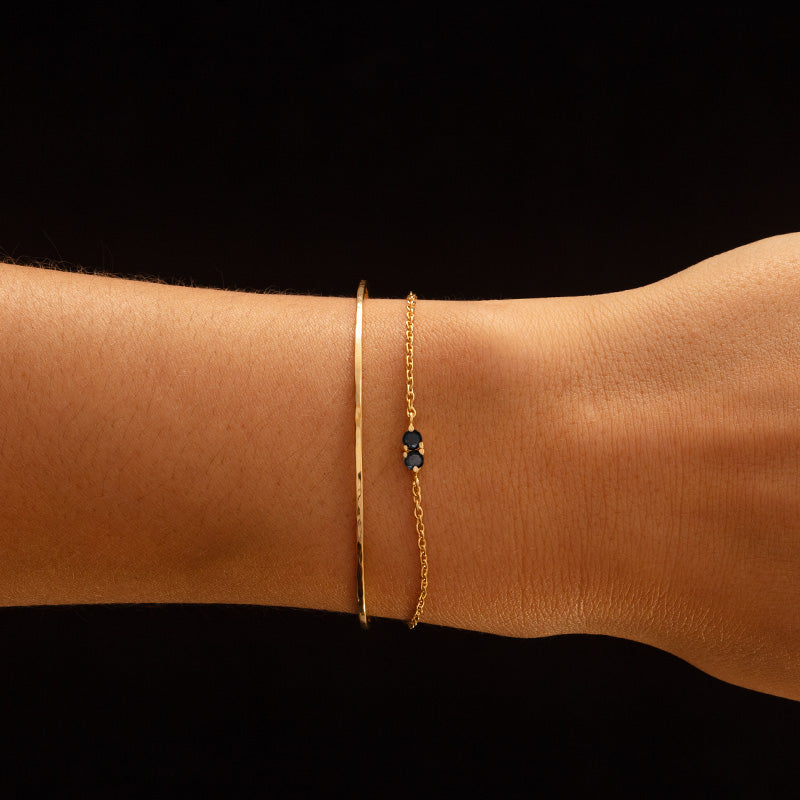 Twin Bracelet, Black Spinel, Gold