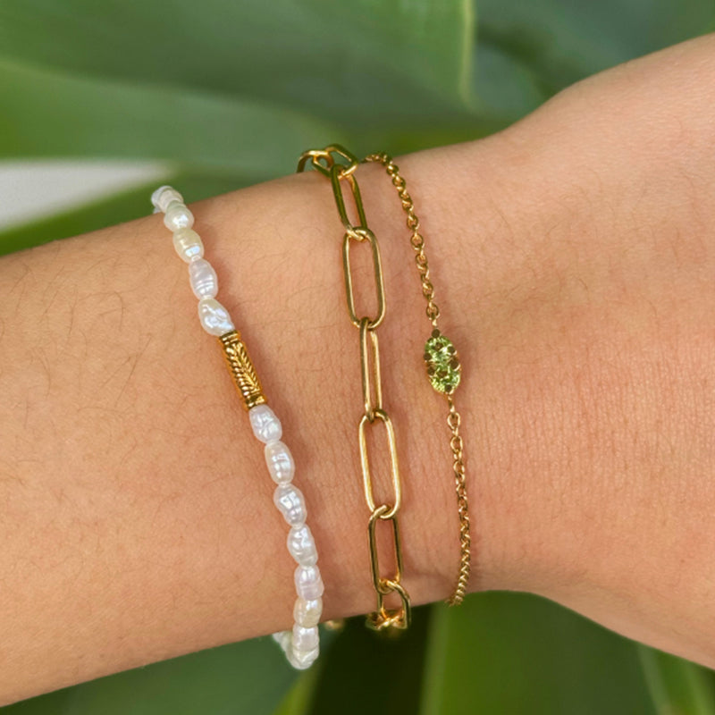 Twin Bracelet, Peridot, Gold