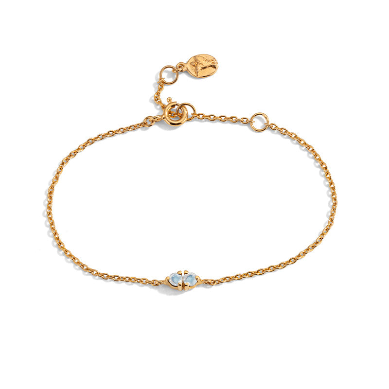 Twin Bracelet, Rainbow Moonstone, 9kt Yellow Gold