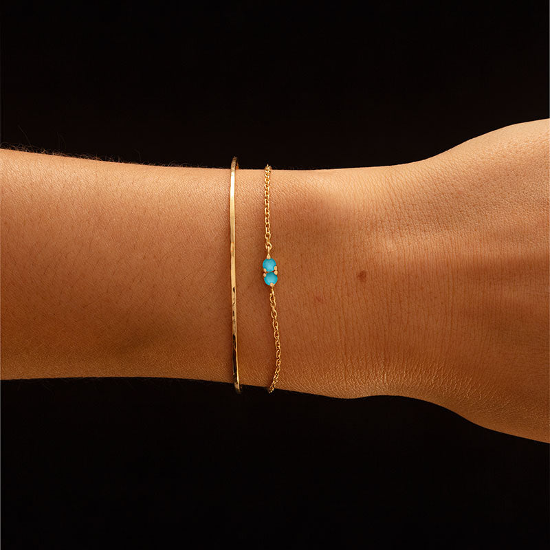 Twin Bracelet, Turquoise, 9kt Yellow Gold