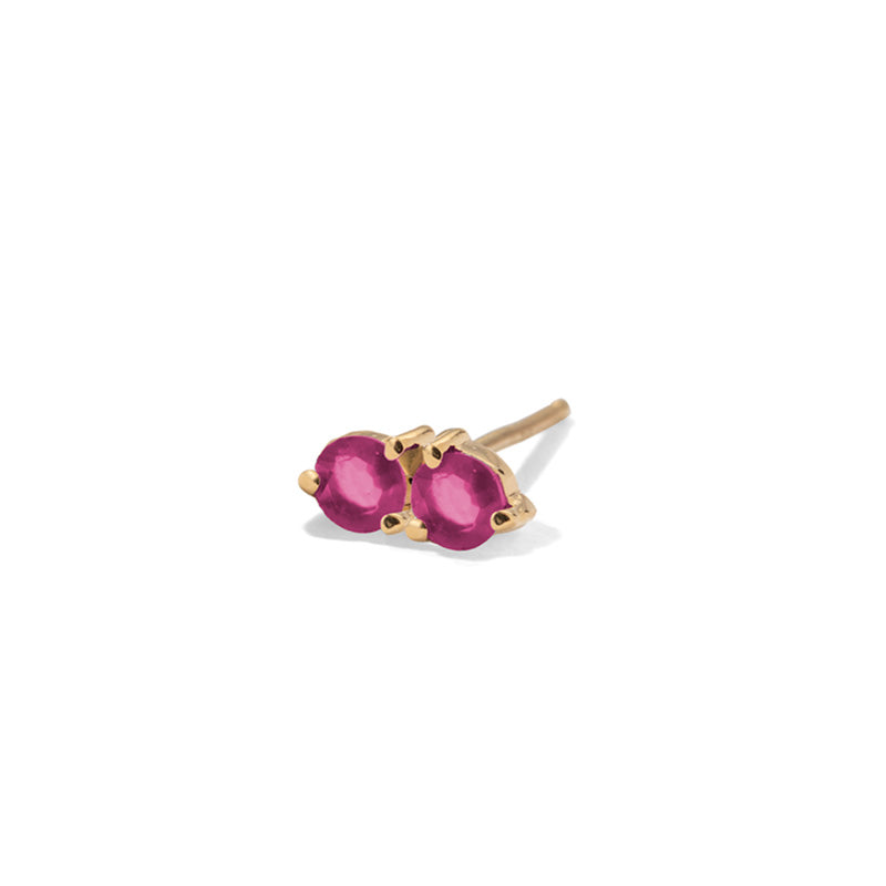 Twin Stud, Ruby, Gold