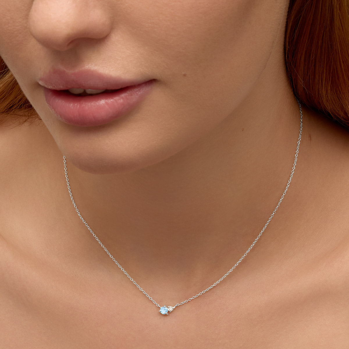 Unity Necklace, Aquamarine, Silver