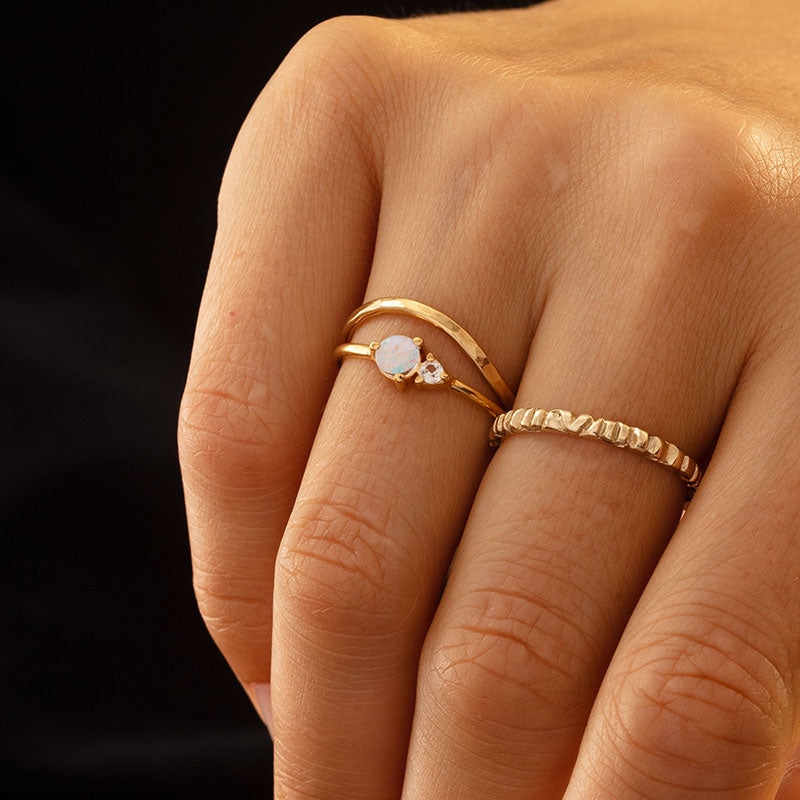 Unity Ring, White Opal, 9kt Yellow Gold