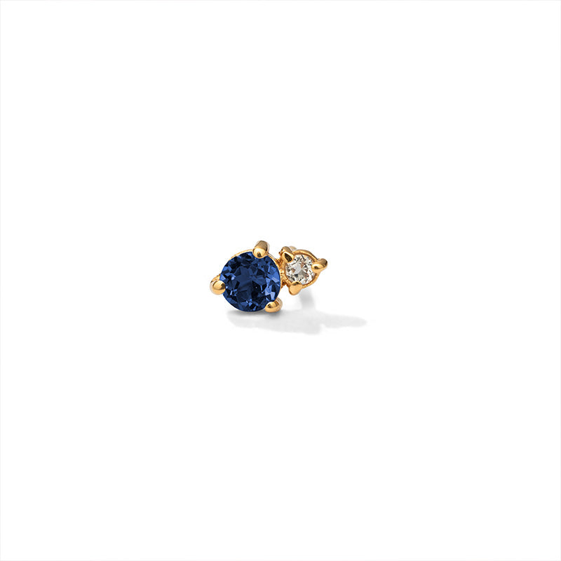 Unity Stud Single, Blue Sapphire, 9kt Yellow Gold