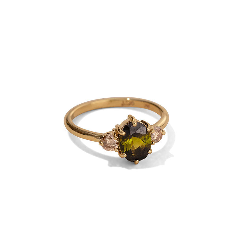 Victoria Ring, Deep Green Tourmaline, 9kt Yellow Gold