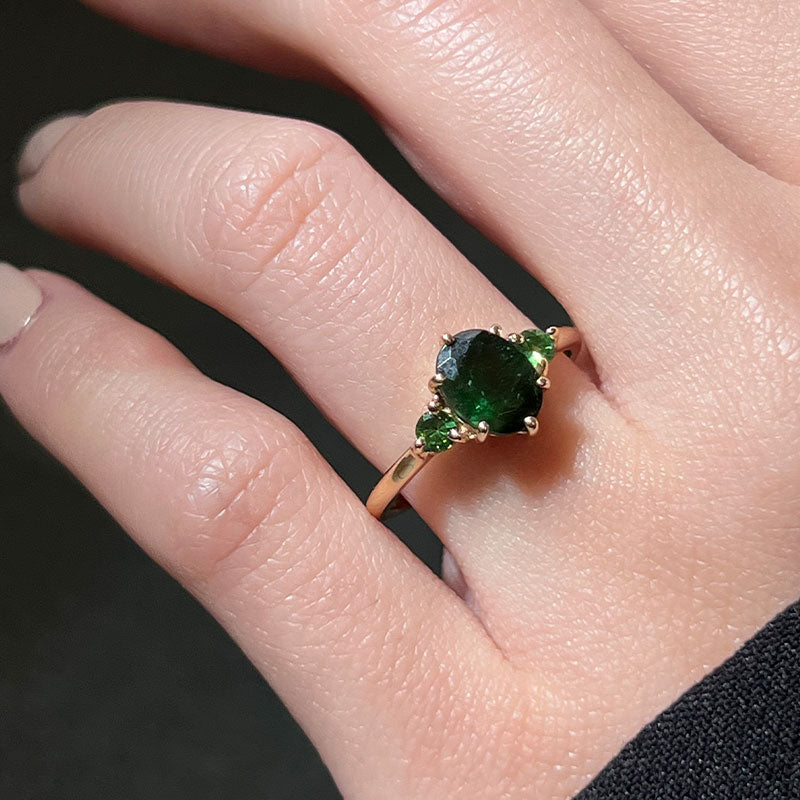 Victoria Ring, Forest Green Tourmaline, 9kt Yellow Gold