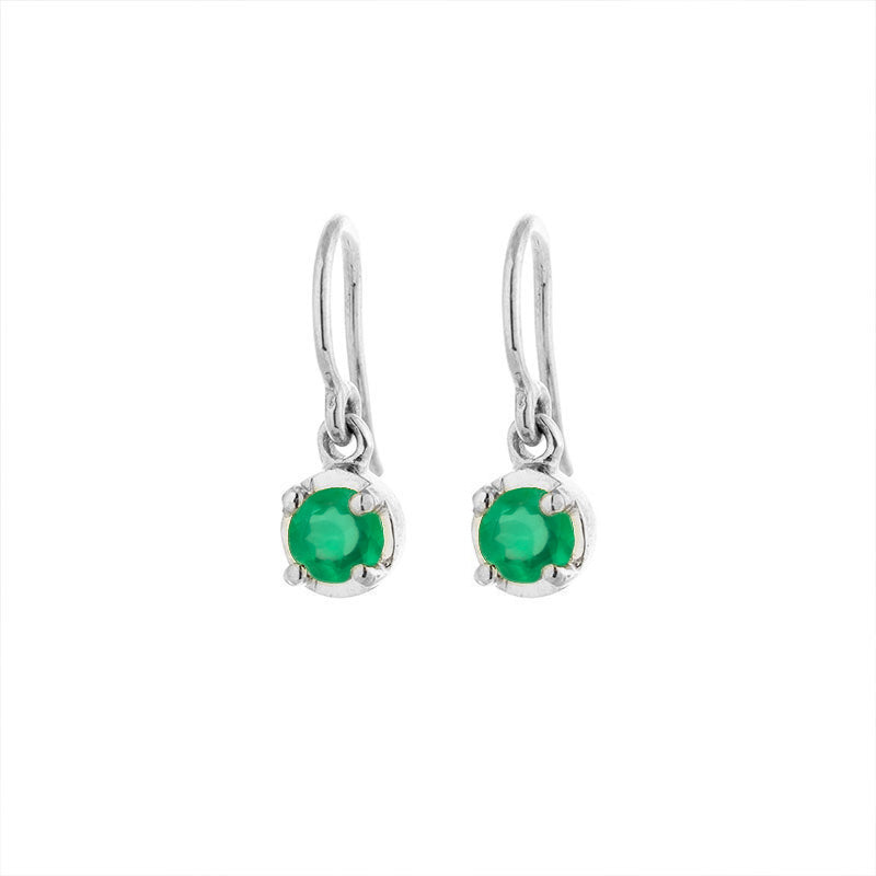 Winkie Earring, Green Onyx, Silver