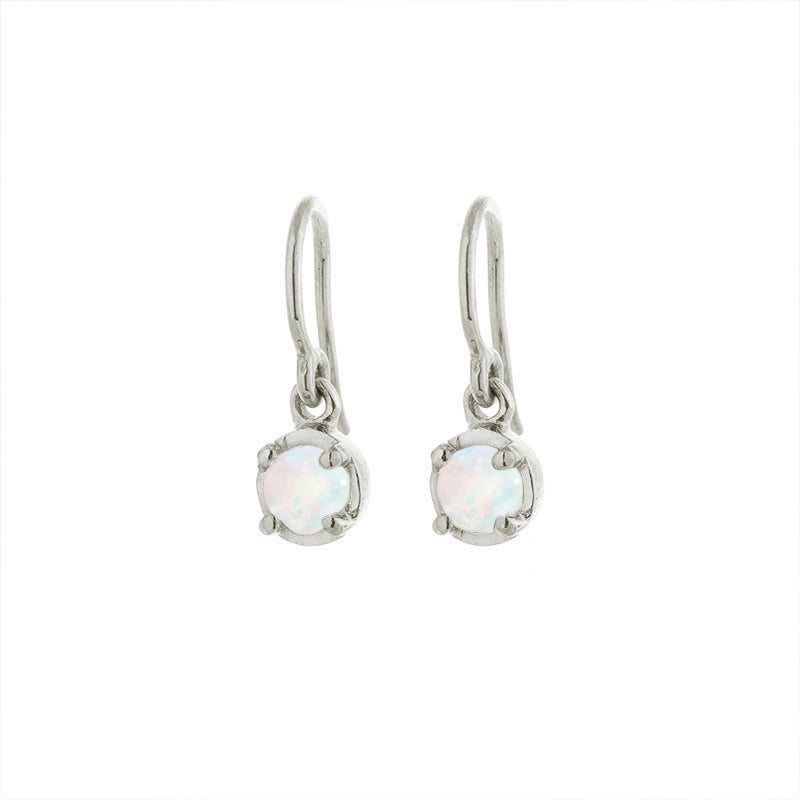 Winkie Earring, White Opal, Silver
