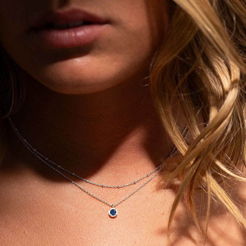 Winkie Necklace, Blue Sapphire, Silver