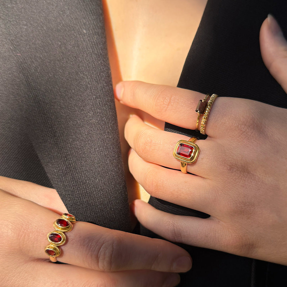 Zante Garnet Ring in Gold – Kerry Rocks Jewellery