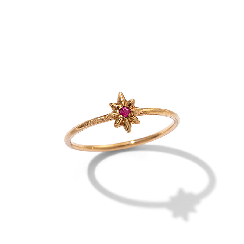 Asteri Ring, Ruby, 9kt Yellow Gold