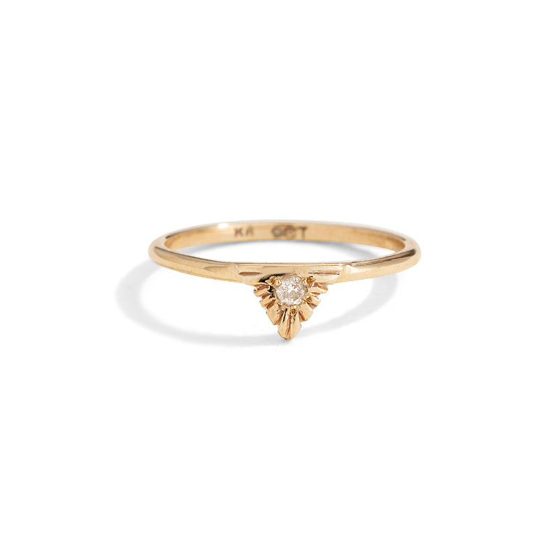 Aztec Ring, Diamond, 9kt Yellow Gold