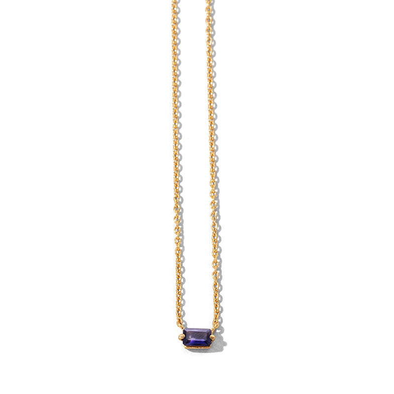 Baguette Mini Necklace, Iolite, Gold
