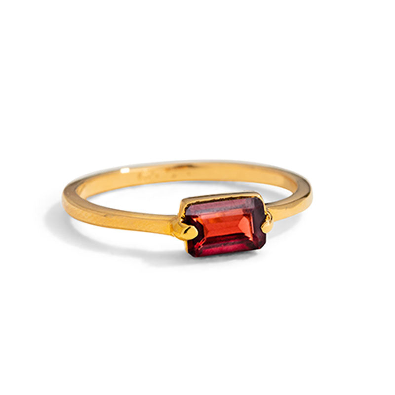 Baguette Ring, Garnet, Gold