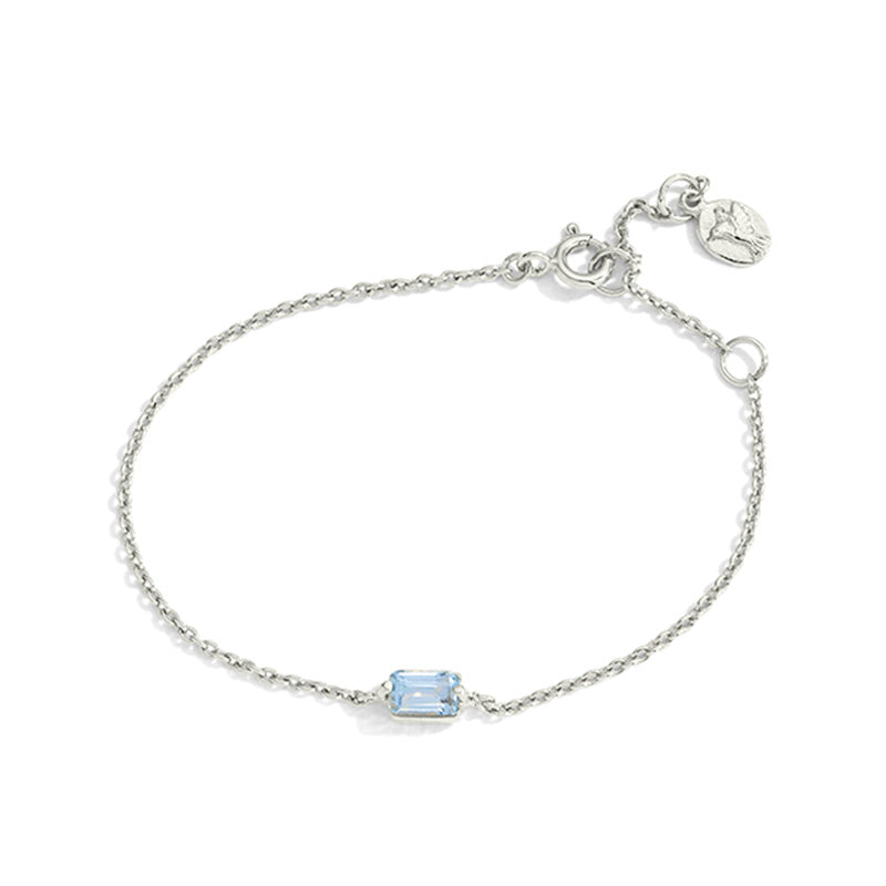 Baguette Mini Bracelet, Blue Topaz, Silver