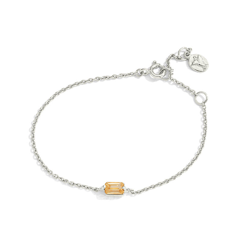 Baguette Mini Bracelet, Citrine, Silver