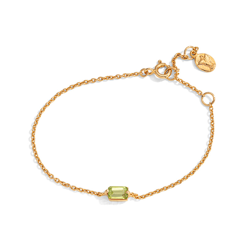 Baguette Mini Bracelet, Peridot, Gold