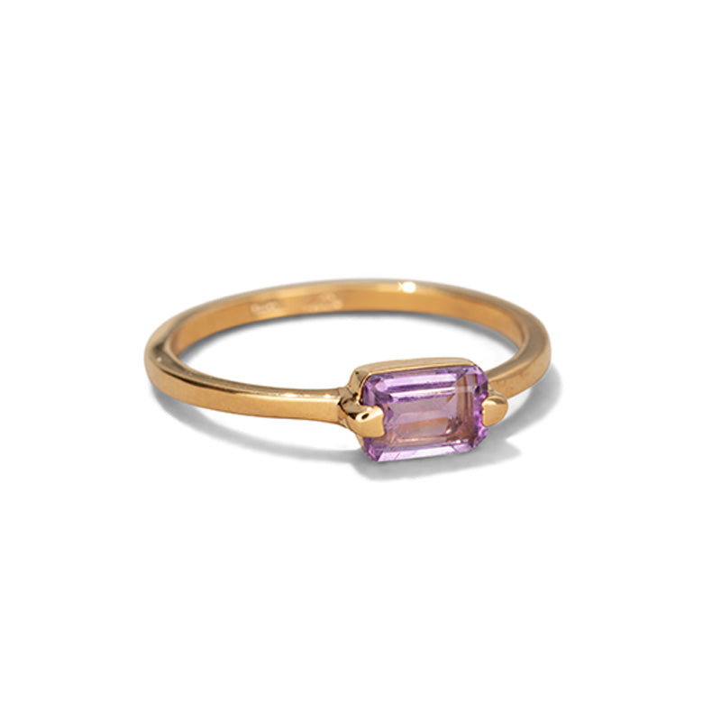 Baguette Ring, Amethyst, 9kt Yellow Gold