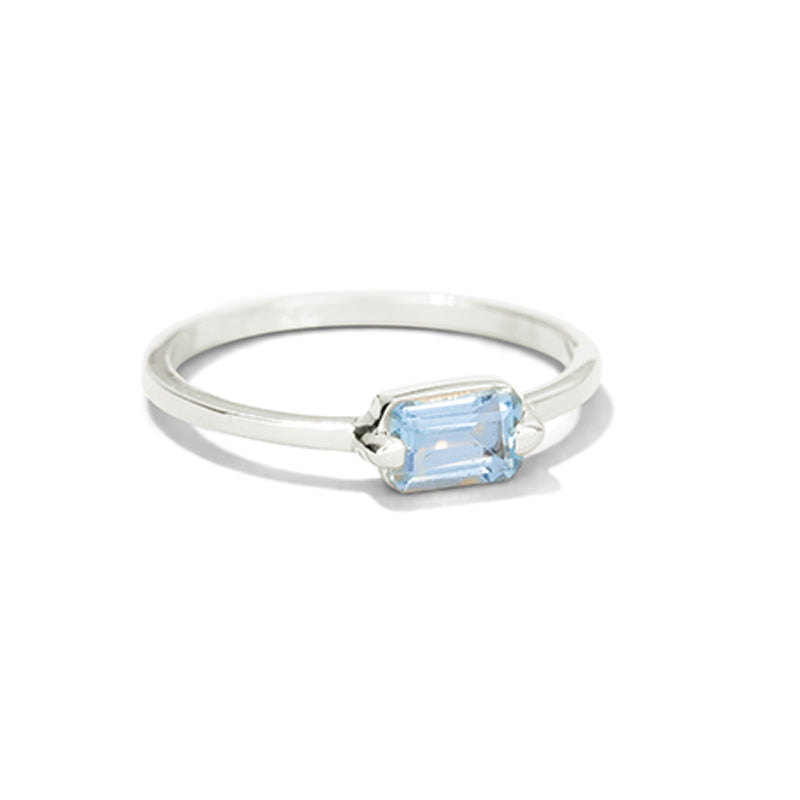 Baguette Ring, Blue Topaz, Silver