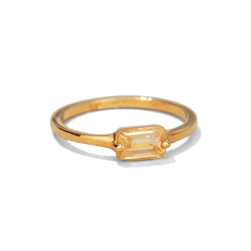 Baguette Ring, Citrine, 9kt Yellow Gold