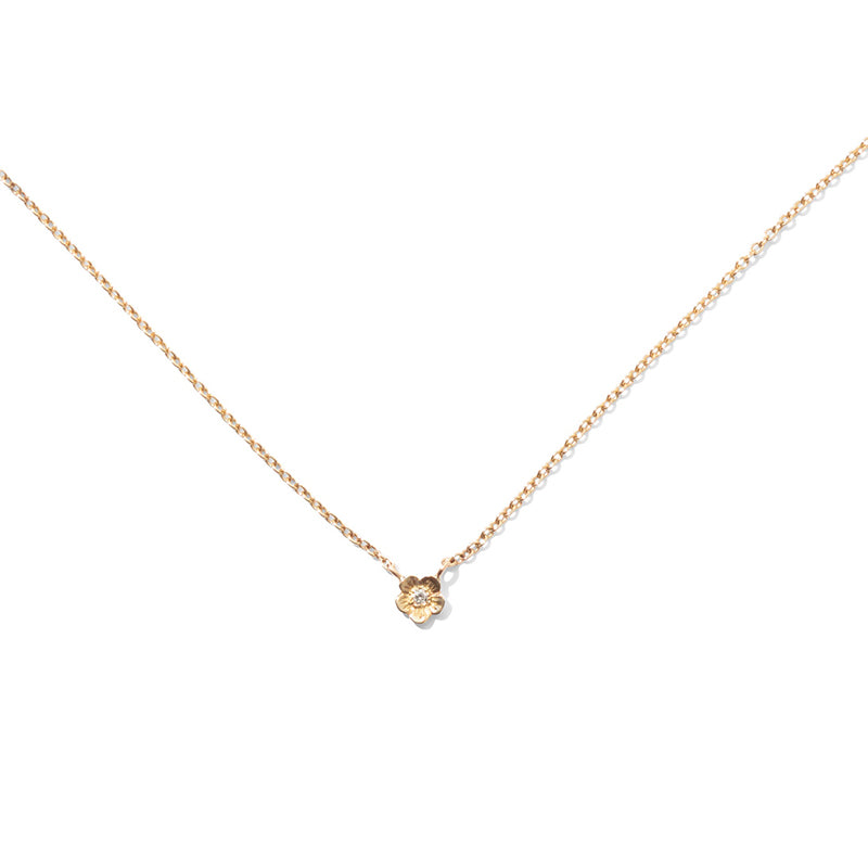 Blossom Necklace, White Diamond, 9kt Yellow Gold
